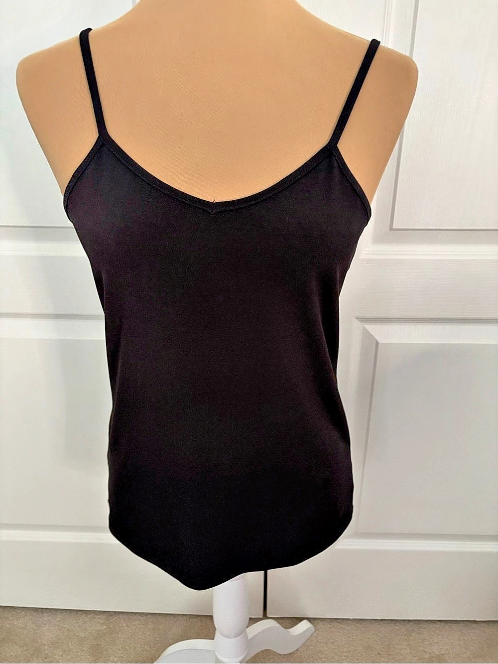 Kasper Black Spaghetti Strap Tank Top Medium Stretch Career Layering EUC